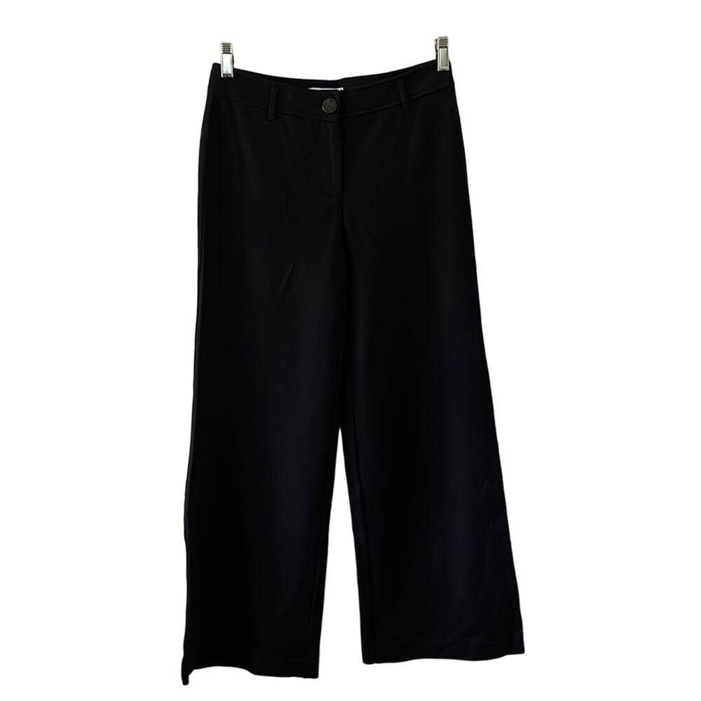 WHBM White House Black Market Black Knit Dress Pants Woman Size 6 Wide Leg